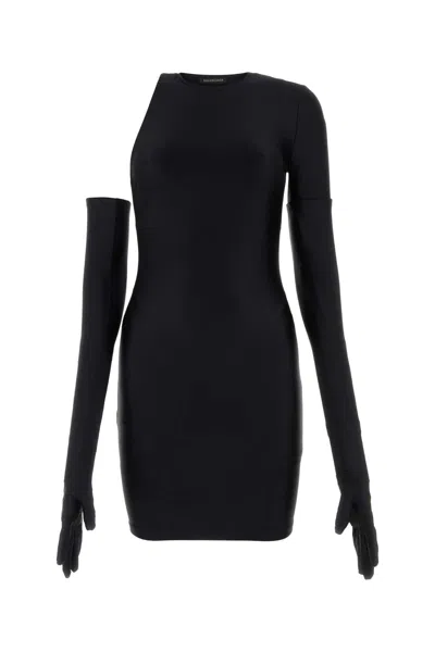 Balenciaga Women's Stretch Nylon Mini Dress In Black