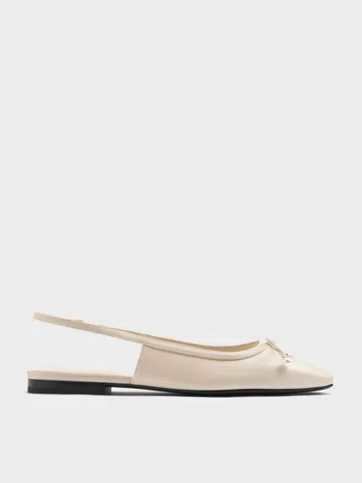 Charles & Keith - Barbara Pearl-embellished Bow Slingback Flats In Multi