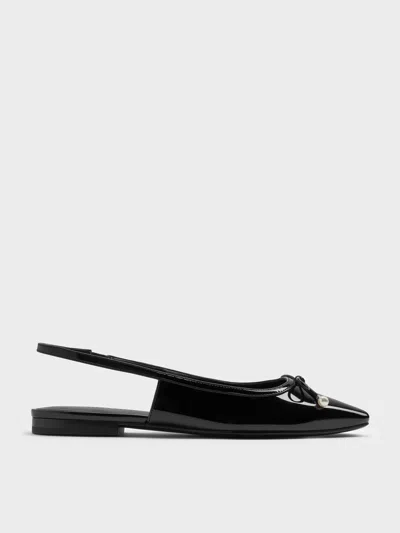 Charles & Keith - Barbara Patent Pearl-embellished Bow Slingback Flats In Multi