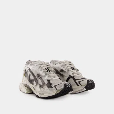 Balenciaga Runner Sneakers With Mesh Panels And Rubber Sole In Gray