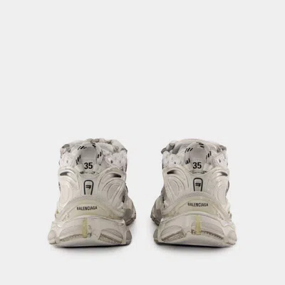 Balenciaga Runner Sneakers With Mesh Panels And Rubber Sole In Gray