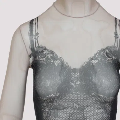 Balenciaga Black And Light Beige Trompe Loeil Lingerie Top In Gray