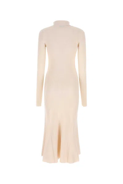 Balenciaga Sand Silk Blend Dress In Neutral