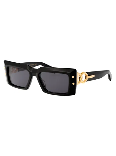 Balmain Imperial Rectangular Chain Sunglasses In Black
