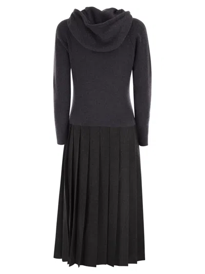 Fabiana Filippi Pleated Hooded Midi Dress In Black