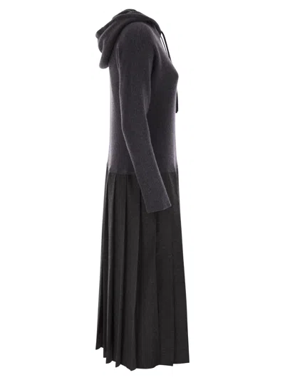 Fabiana Filippi Pleated Hooded Midi Dress In Black