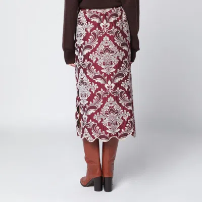 Farm Rio Bordeaux Jacquard Midi Skirt In Burgundy