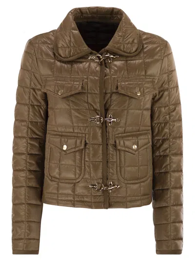 Fay Women 3 Hooks In Technical Checkered Fabric In Brown