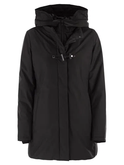 Fay Double-breasted Toggle Coat With Detachable Front Panel In Black