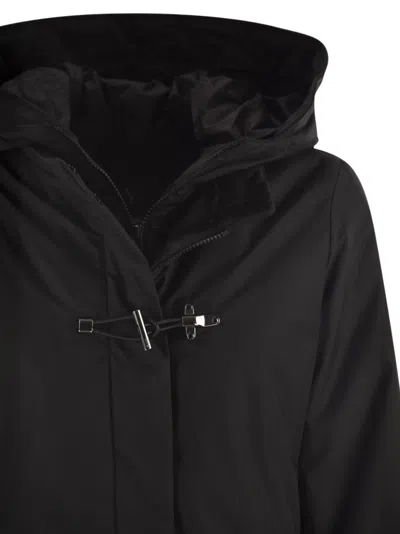 Fay Double-breasted Toggle Coat With Detachable Front Panel In Black