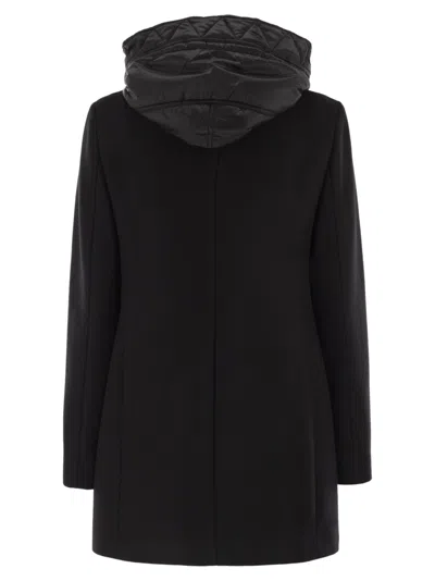 Fay Toggle Coat In Black Wool Blend Fabric In Black