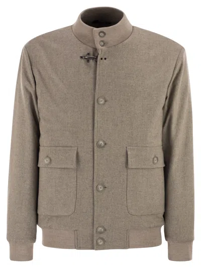 Fay Men Virgin Wool Bomber Jacket In Gray
