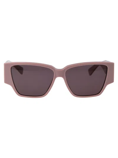 Bottega Veneta Acetate Pink Sunglasses In Brown