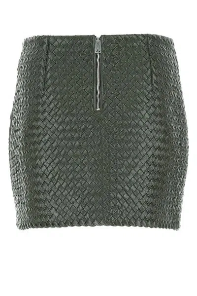 Bottega Veneta Intrecciato Raffia Mini Skirt In Gray
