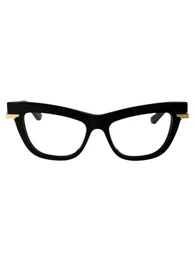 Bottega Veneta Bv1266o Glasses In 001 Black Gold Transparent