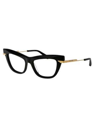Bottega Veneta Bv1266o Glasses In 001 Black Gold Transparent