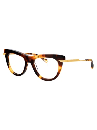 Bottega Veneta Havana Metal Optical Glasses In Brown