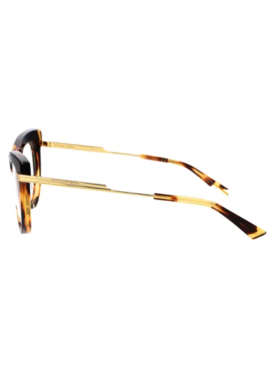 Bottega Veneta Havana Metal Optical Glasses In Brown