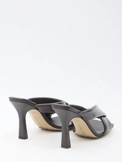 Bottega Veneta Riva Mule Sandals 9cm Heel In Metallic