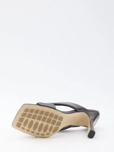 Bottega Veneta Riva Mule Sandals 9cm Heel In Metallic