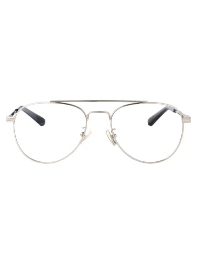 Bottega Veneta Silver Metal Optical Glasses In Metallic