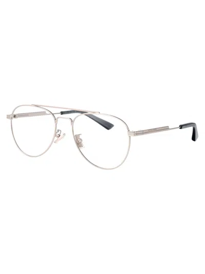 Bottega Veneta Silver Metal Optical Glasses In Metallic