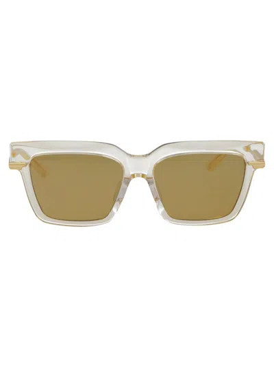 Bottega Veneta Yellow Acetate Sunglasses In Transparent