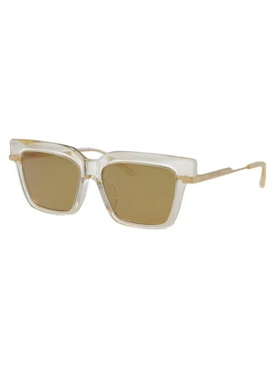 Bottega Veneta Yellow Acetate Sunglasses In Transparent