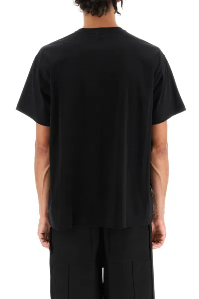 Burberry Men Black Crewneck T-shirt With Logo Lettering On The Front In Cotton Man In Black