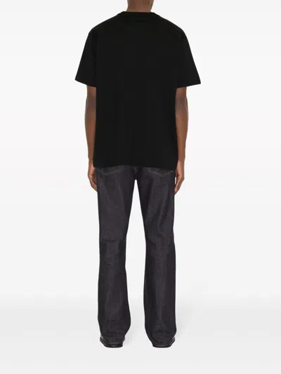 Burberry Men Black Crewneck T-shirt With Logo Lettering On The Front In Cotton Man In Black