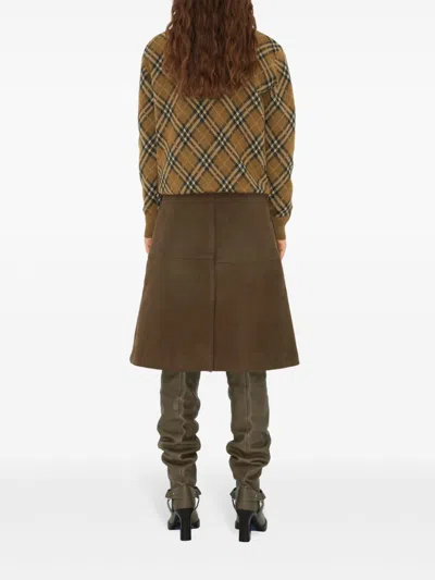 Burberry Embroidered Wool Blend Sweater In Brown