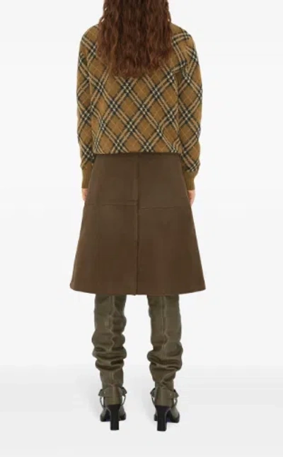 Burberry Embroidered Wool Blend Sweater In Brown