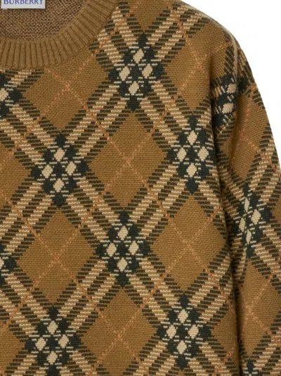 Burberry Embroidered Wool Blend Sweater In Brown