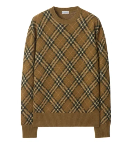 Burberry Embroidered Wool Blend Sweater In Brown