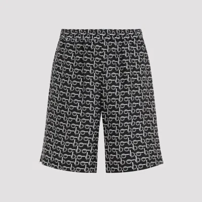 Burberry All Over Print Bermuda Shorts In Black