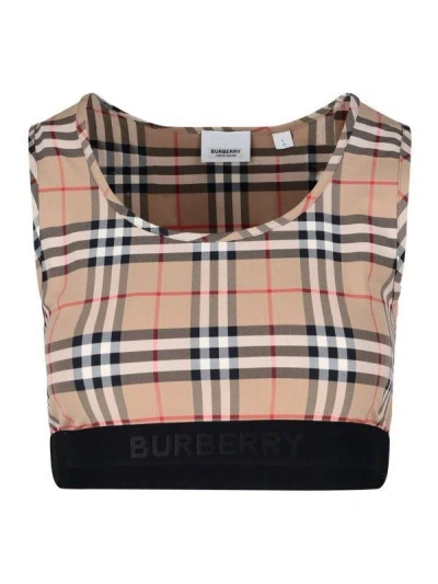Burberry Printed Stretch Nylon Top In Brown