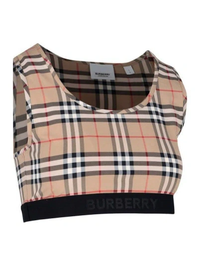 Burberry Printed Stretch Nylon Top In Brown