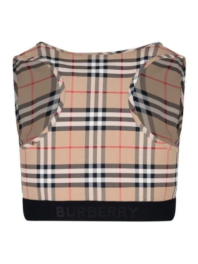 Burberry Printed Stretch Nylon Top In Brown