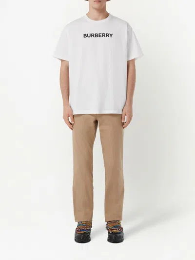 Burberry Logo Print Cotton Oversized T-shirt In White