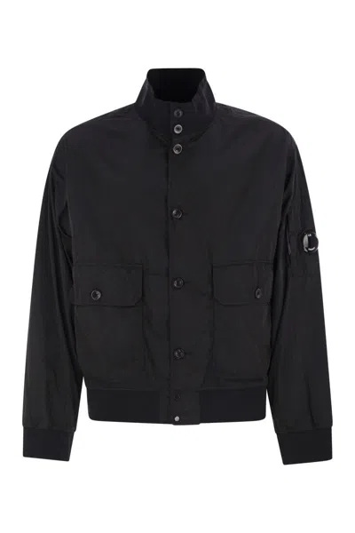 C.p. Company Polyamide Fabric Full Button Jacket In Black