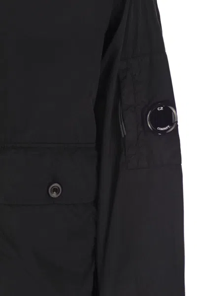 C.p. Company Polyamide Fabric Full Button Jacket In Black
