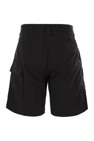 C.p. Company C.p.company Cotton Cargo Shorts With Lens In Black