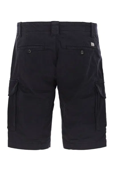 C.p. Company Tailored Cargo Shorts With Distinctive Pocket Details In Black