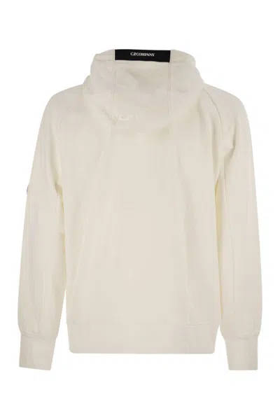 C.p. Company Sweatshirt With Zip, Hood And Lens In Neutral