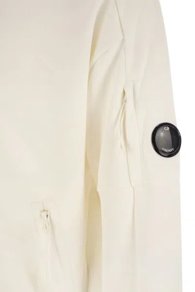 C.p. Company Sweatshirt With Zip, Hood And Lens In Neutral