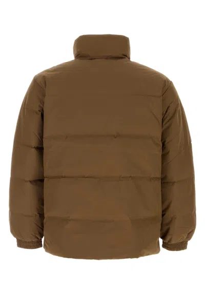 Carhartt Quilted High Collar Jacket With Front Pockets In Brown