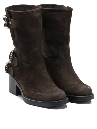 Chloé Dakota High Heels Ankle Boots In Brown Suede In Brown