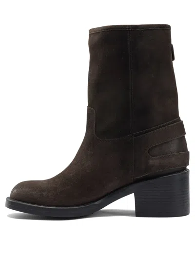 Chloé Dakota High Heels Ankle Boots In Brown Suede In Brown