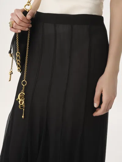 Chloé Maxi Skirt With Sheer Overlay And Flowy Design In Black