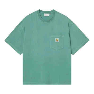 Pre-owned Carhartt Wip Chalk Wash Hudson Pocket Tee 'saguro' | Green | Men's Size M